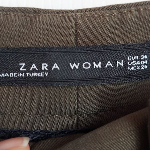 Zara Olive Green Pants Sz 4 - Picture 5 of 6